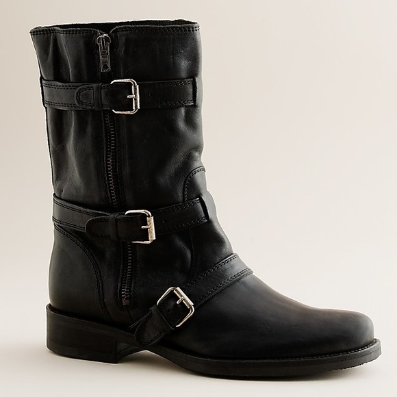J. Crew Shoes - J Crew Black Leather Moto Boot Sz 8